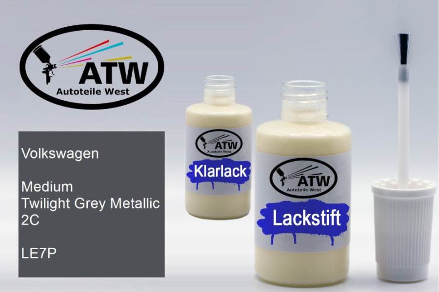 Volkswagen, Medium Twilight Grey Metallic 2C, LE7P: 20ml Lackstift + 20ml Klarlack - Set, von ATW Autoteile West.